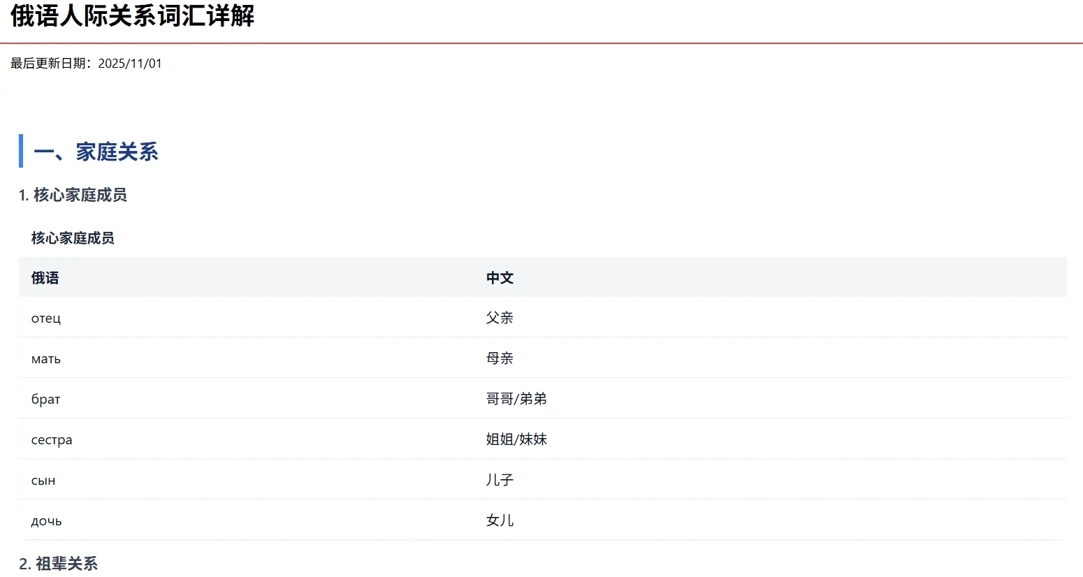 俄语人际关系词汇详解