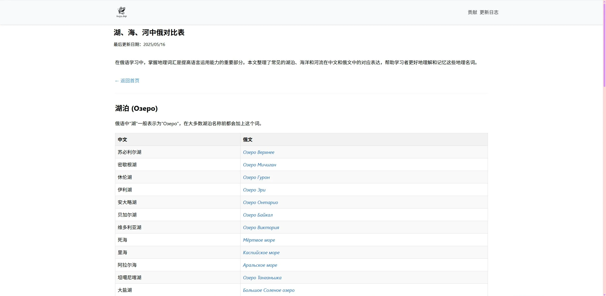 湖、海、河中俄对比表